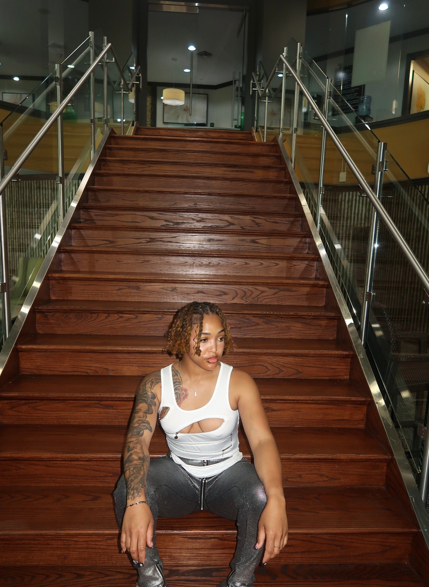 Off Track Zipper Tank Top